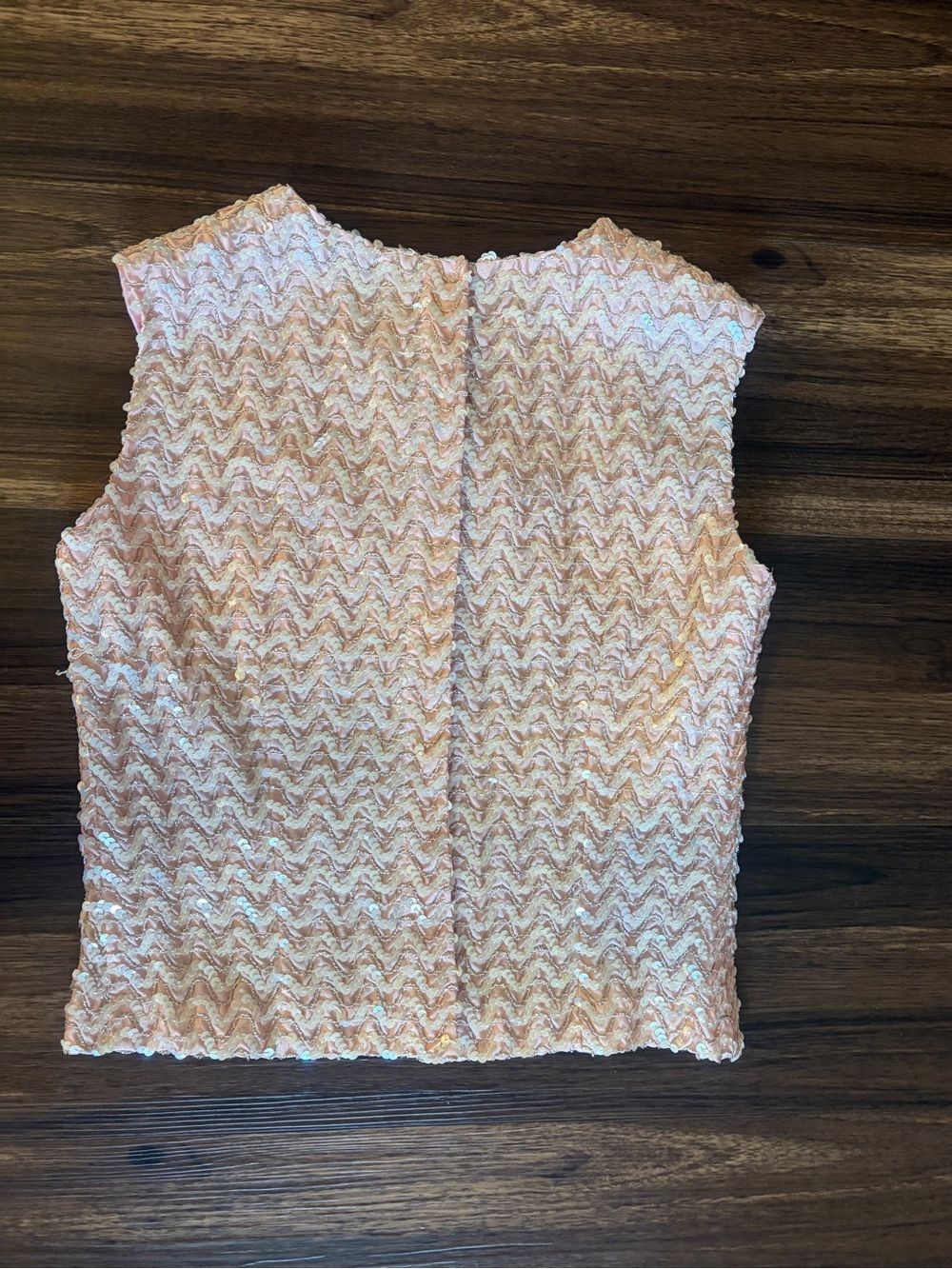 Vintage 70s Pink Sequin Zigzag button closure sleeveless Top - Picture 16 of 16